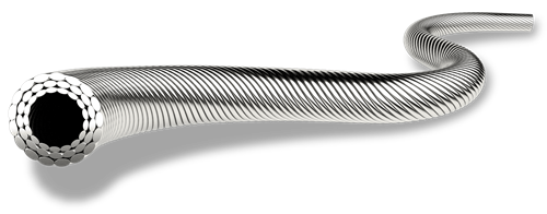 a digital image of a flexible HHS tube snaking across the page